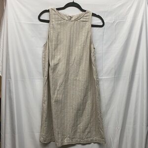 Ann Taylor LOFT Cream silver Striped Tank Dress sz 10